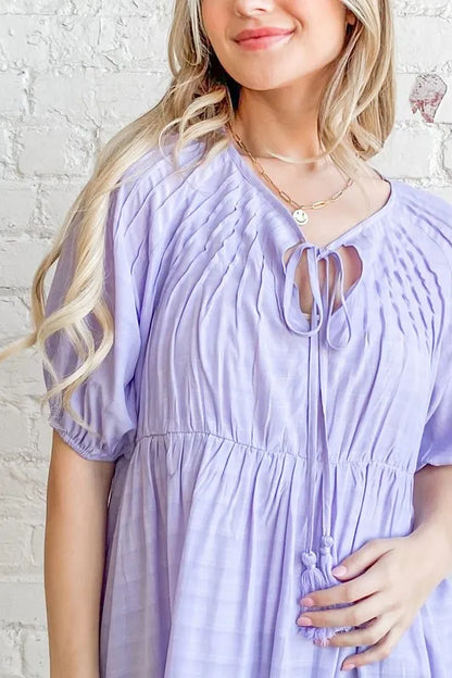 And The Why Textured Pintuck Blouse Top with Tassels