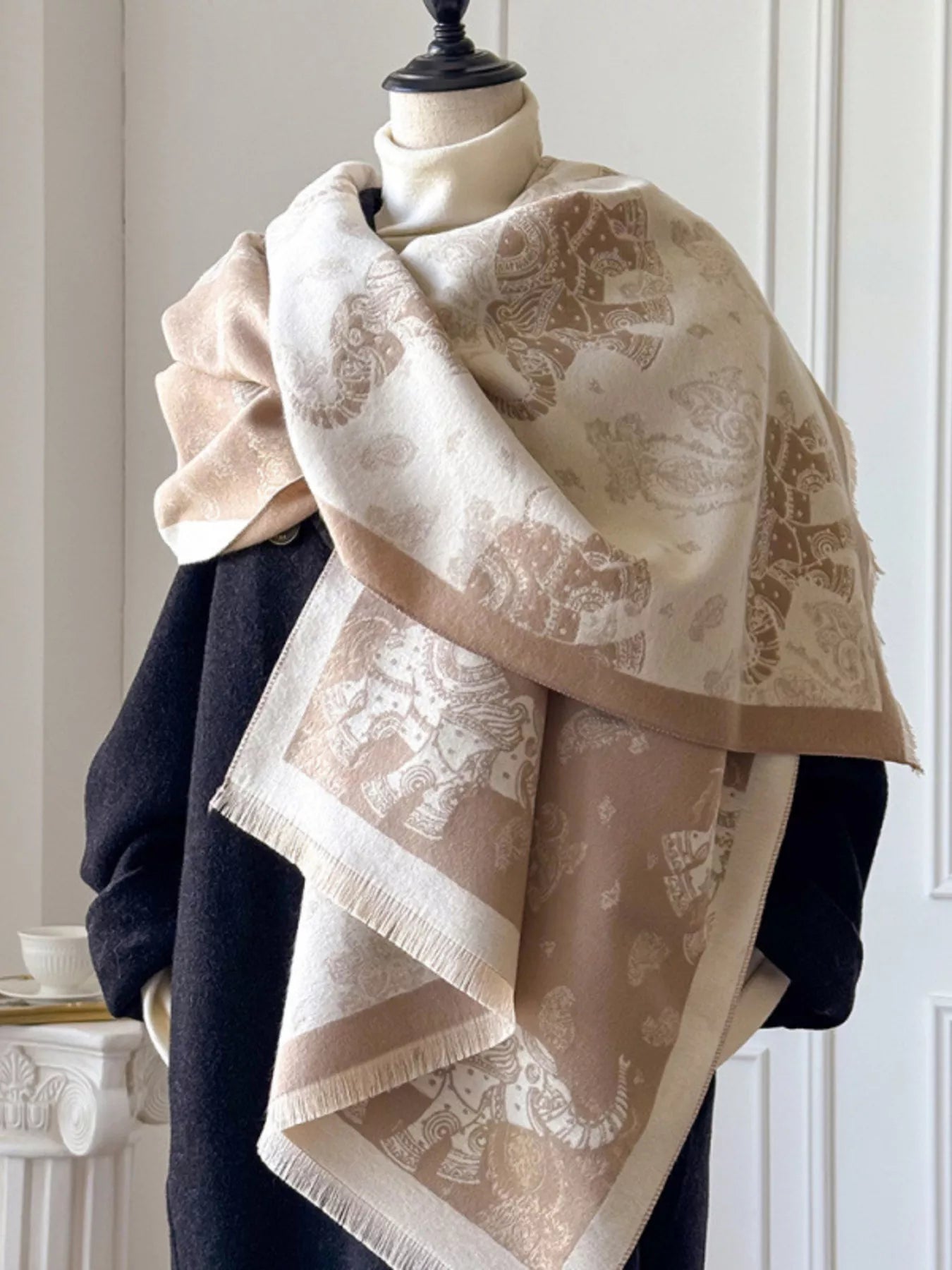 Raw Hem Warm Scarf