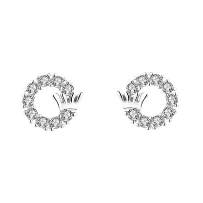 Crown Circle Stud Earrings