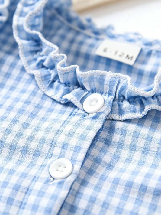 Children's Ruffled Gingham Sleeveless Dress