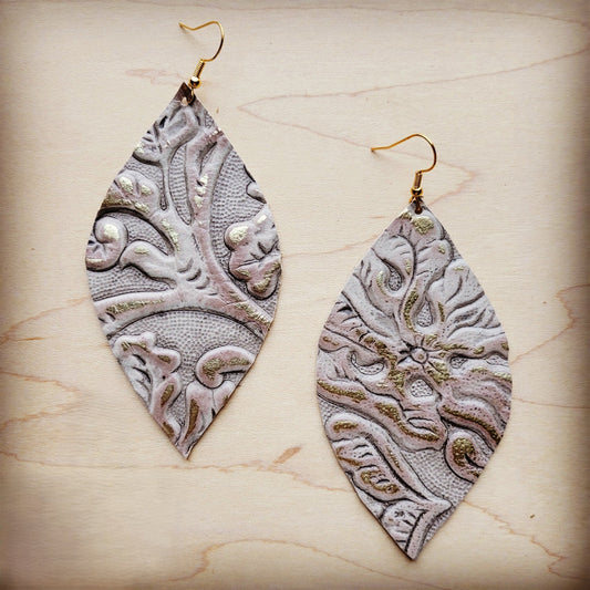 **Leather Oval Earrings- Gilded Cowboy 207h