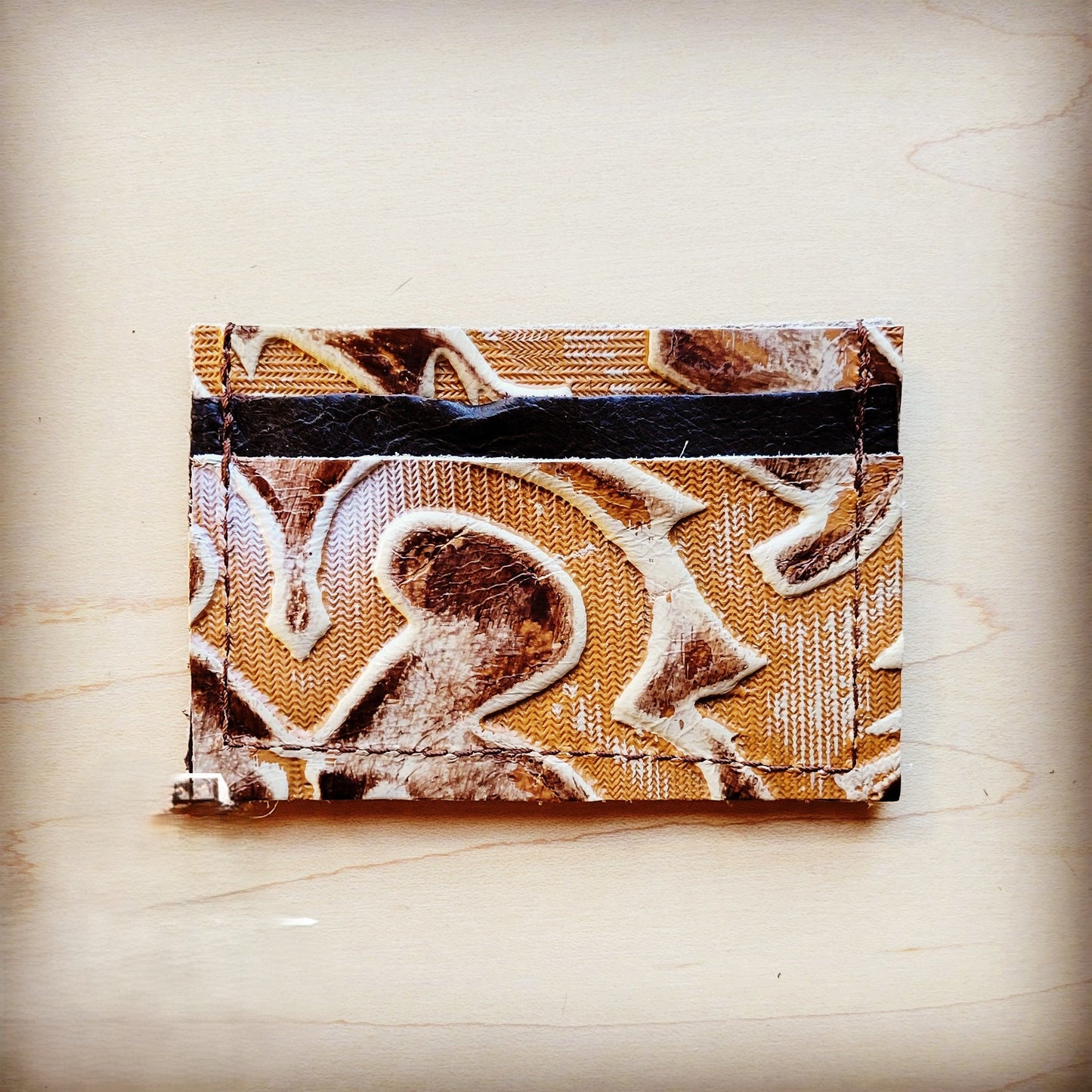 **Embossed Leather Credit Card Holder-Sienna Laredo 602h