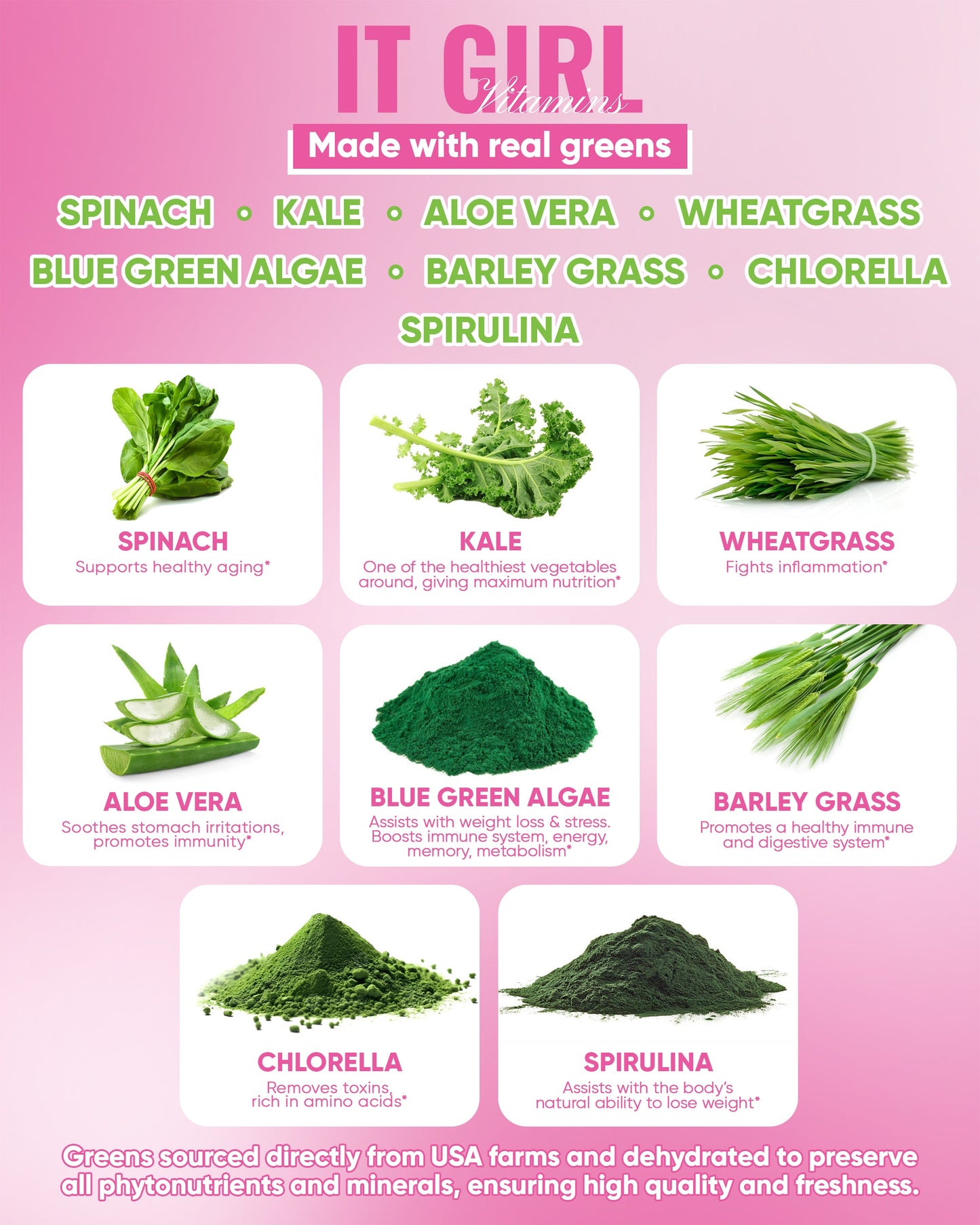 It Girl Superfood Greens Lollipops - Vegan Candy with Supergreens, Vitamins & Antioxidants