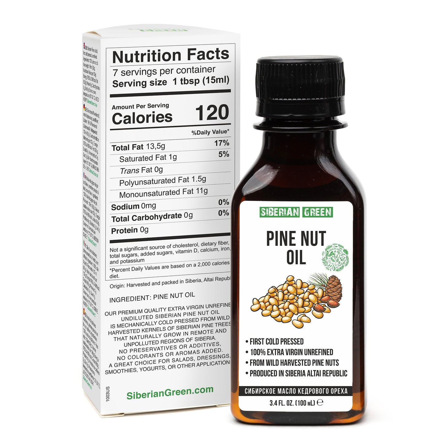 Extra Virgin Siberian Pine Nut Oil – 100% Pure & Cold Pressed