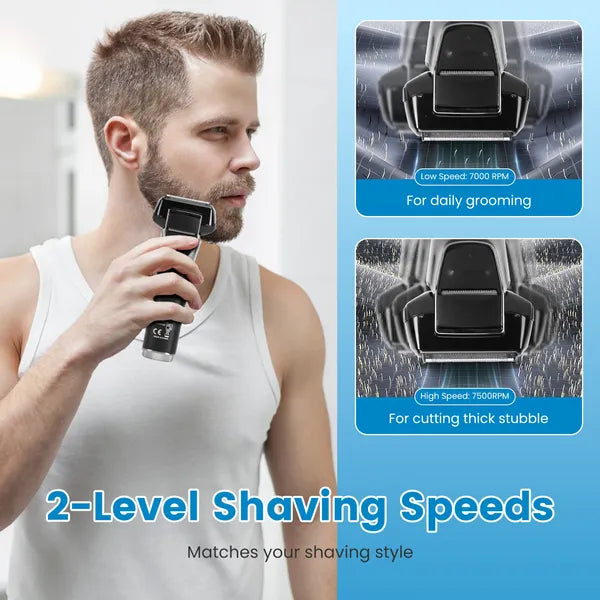 Electric Foil Face Shaver 5-Blade Electric Razor For Men Wet & Dry Jawline Beard Trimmer Precision Sideburn Shavers IPX6 Waterproof With LED Display Cleaning Brushes GPCT5466