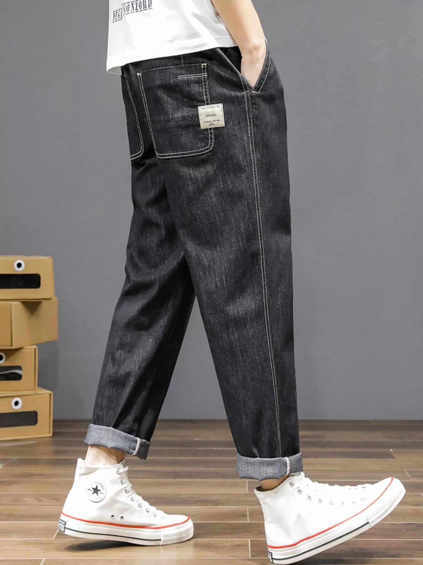 Men's Plus Size Casual Loose Fit Wash Jeans