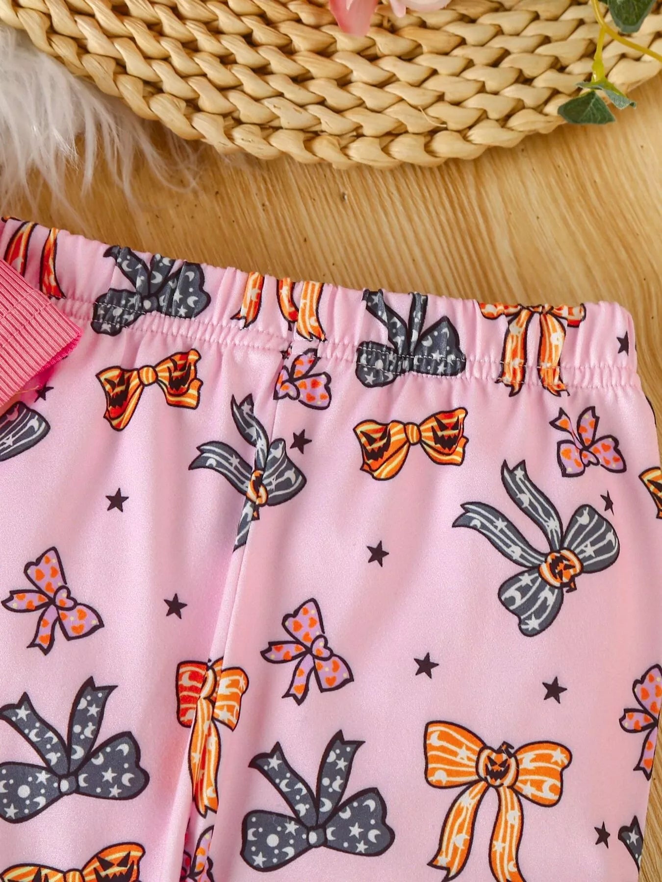 Children's Halloween Graphic Top and Pants 3-Piece Set with Headband