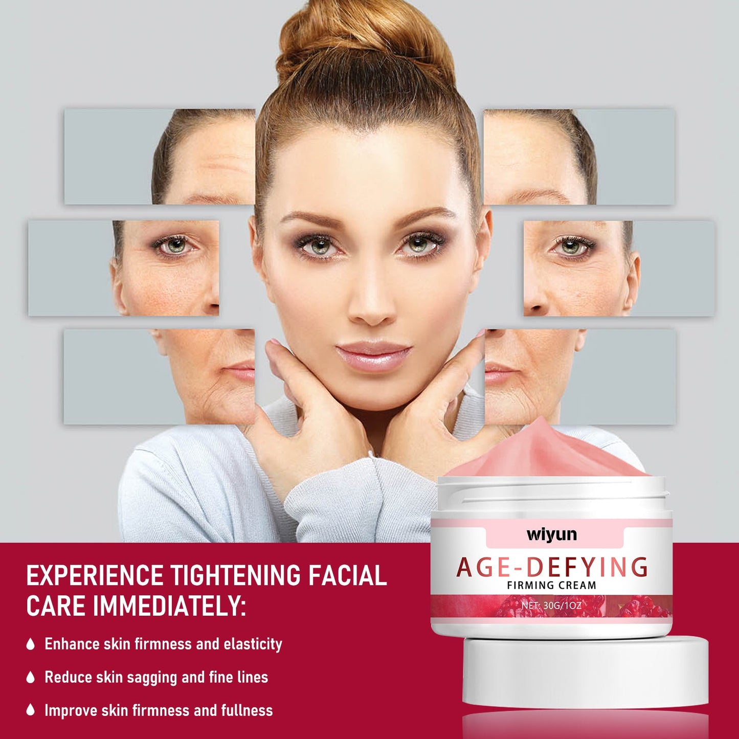 Wiyun Age Defying Firming Cream, Reduce Wrinkle Skin Slack Firming Bright Smooth Elastic Moisturizing Cream