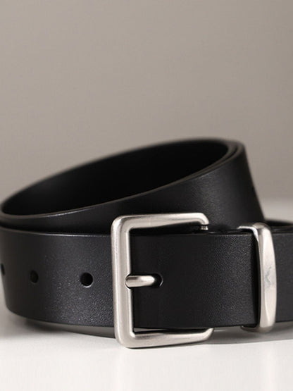 Classic Leather Belt with Buckle