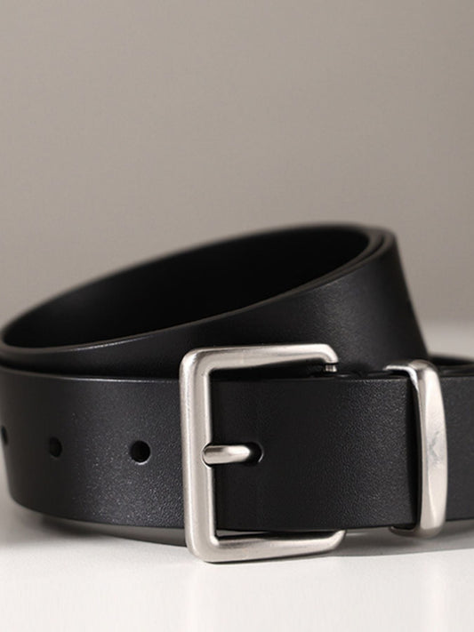 Classic Leather Belt with Buckle