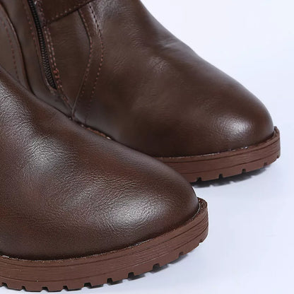 Round Toe Block Heels Boots