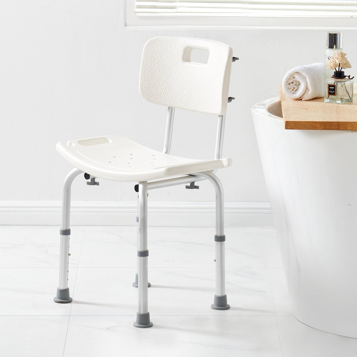 Shower Chair, Shower Seat With Back, Adjustable Height Shower Stool, Shower Chair For Inside Shower Bathtub, Non-slip Bathroom Bench Bath Chair For Elderly Disabled Handicap, 350 Lbs Capacity