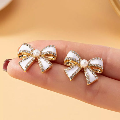 Bowknot Pearl Stud Earrings