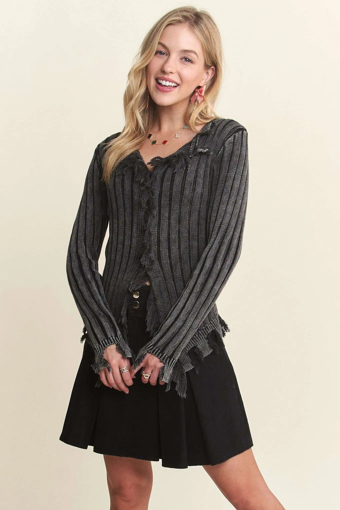 ADORA Distressed Edge Washed Sweater