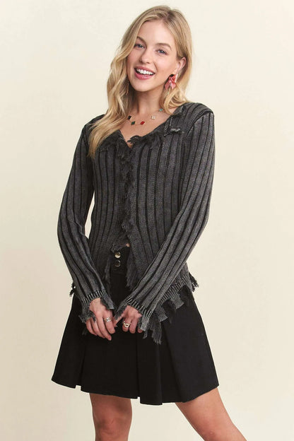 ADORA Distressed Edge Washed Sweater