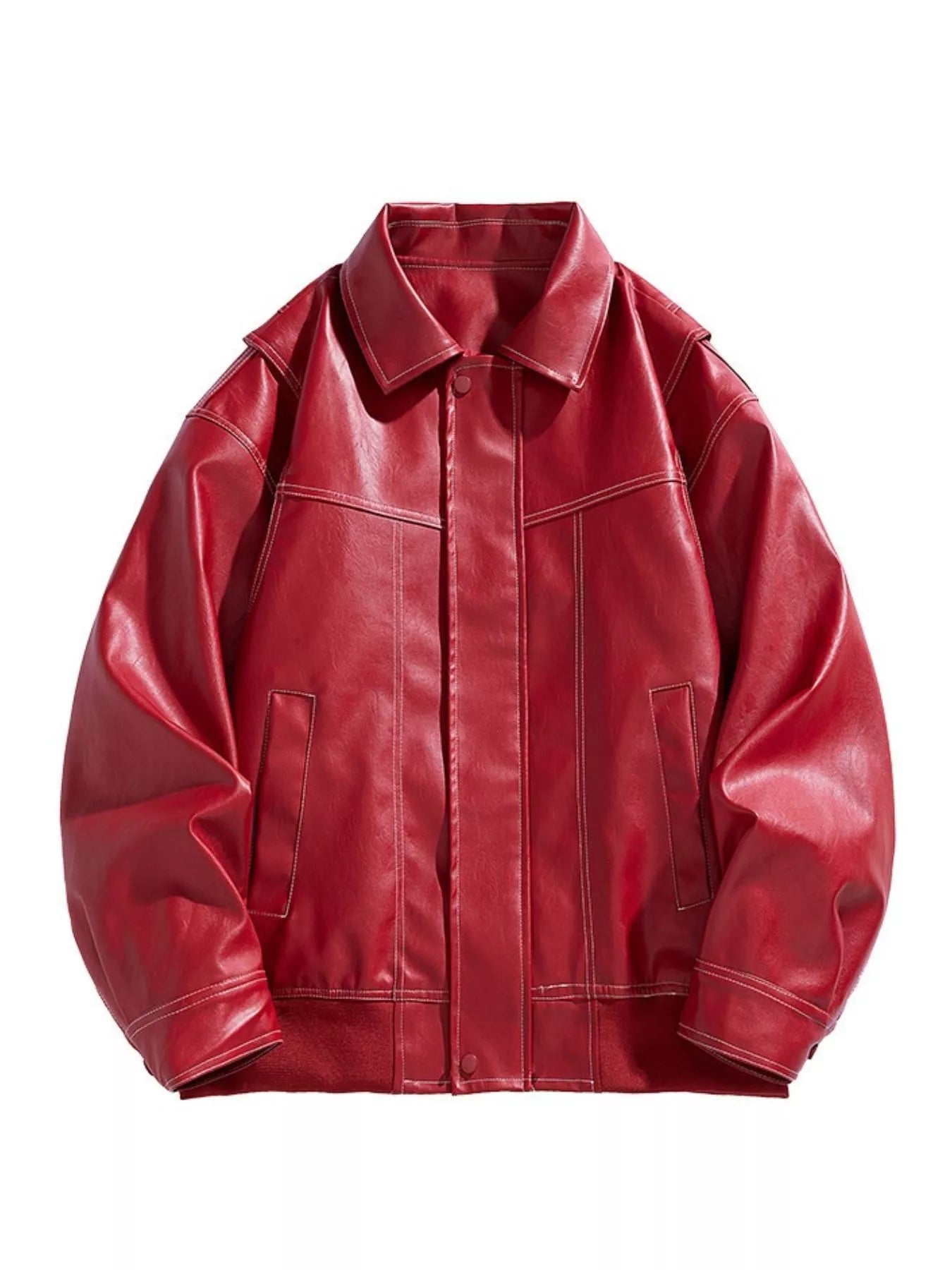 Men's Plus Size Zip Up Leather Jacket