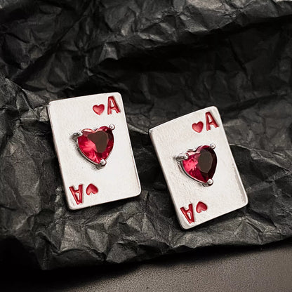 Poker Card Ace of Hearts Stud Earrings