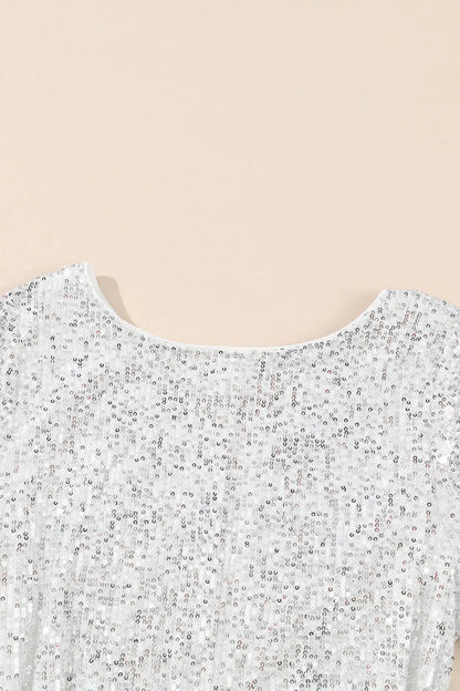 Sequin Tie Front T-Shirt Dress