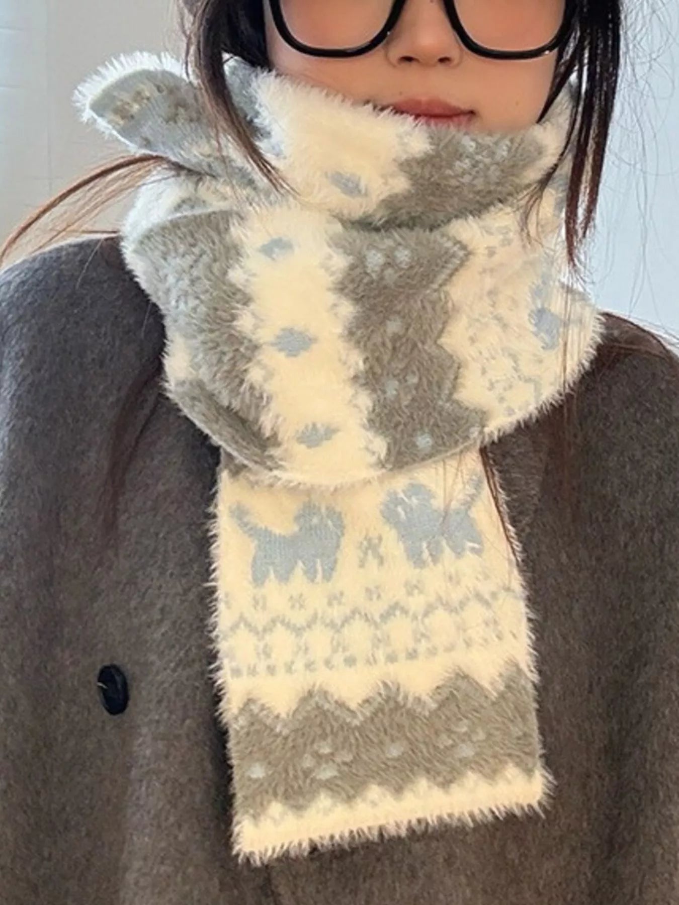 Animal Pattern Fuzzy Scarf