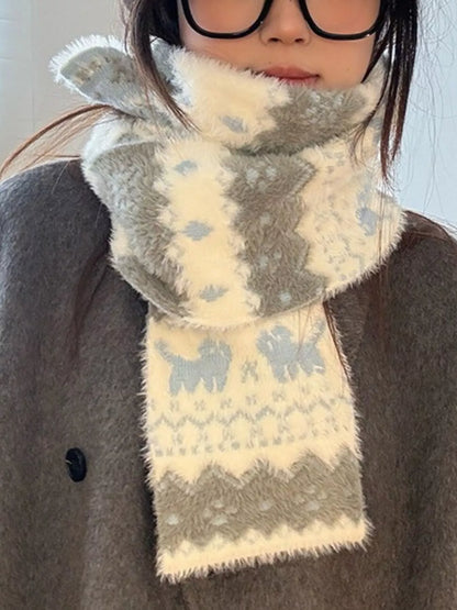 Animal Pattern Fuzzy Scarf