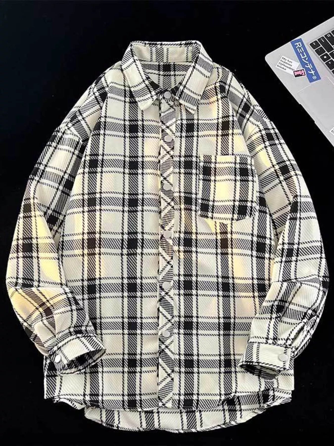 Men's Full Size Classic Plaid Button-Down Shirt Plus Size