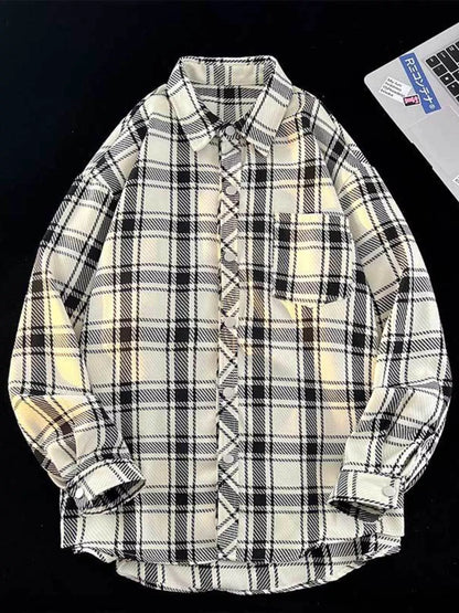 Men's Full Size Classic Plaid Button-Down Shirt Plus Size