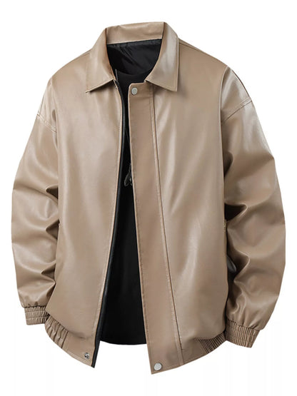 Men's Plus Size Zip Up Leather Jacket