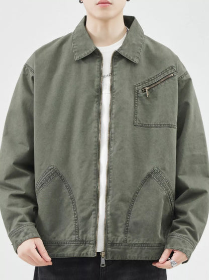 Men's Plus Size Zip Up Long Sleeve Jacket