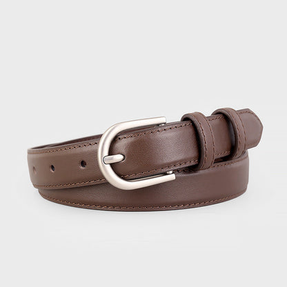 Leather Belt with Silver Buckle