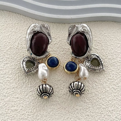 Zinc Alloy Heart Dangle Earrings