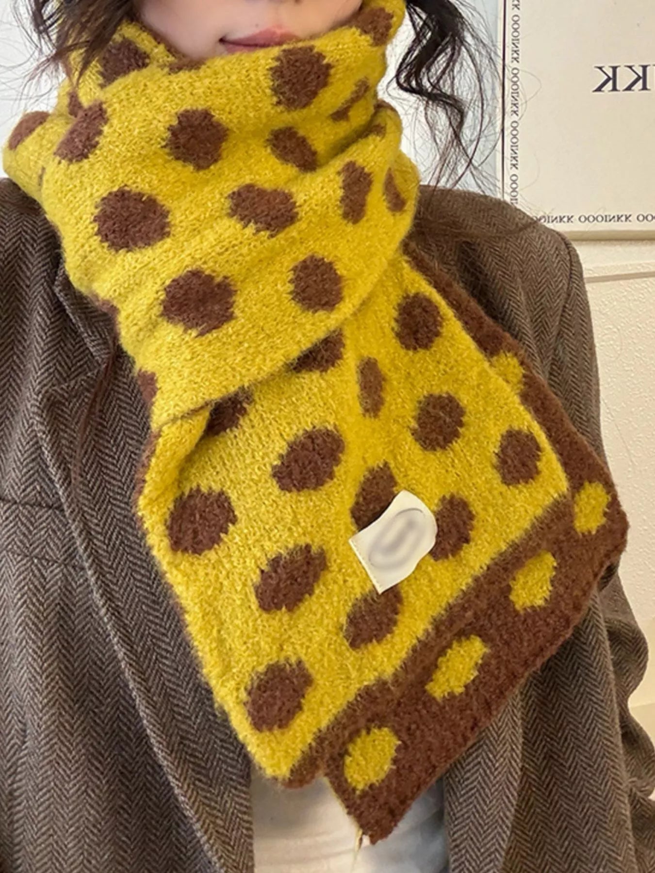 Polka Dot Knitted Scarf