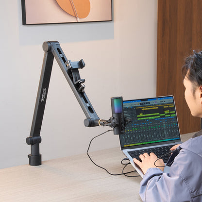 VEVOR Microphone Boom Arm With Desk Mount,  Adjustable Mic Stand With Adapter Port, For Recording Blue Hyperx Quadcast Blue Snowball Shure SM7B Audio Technica