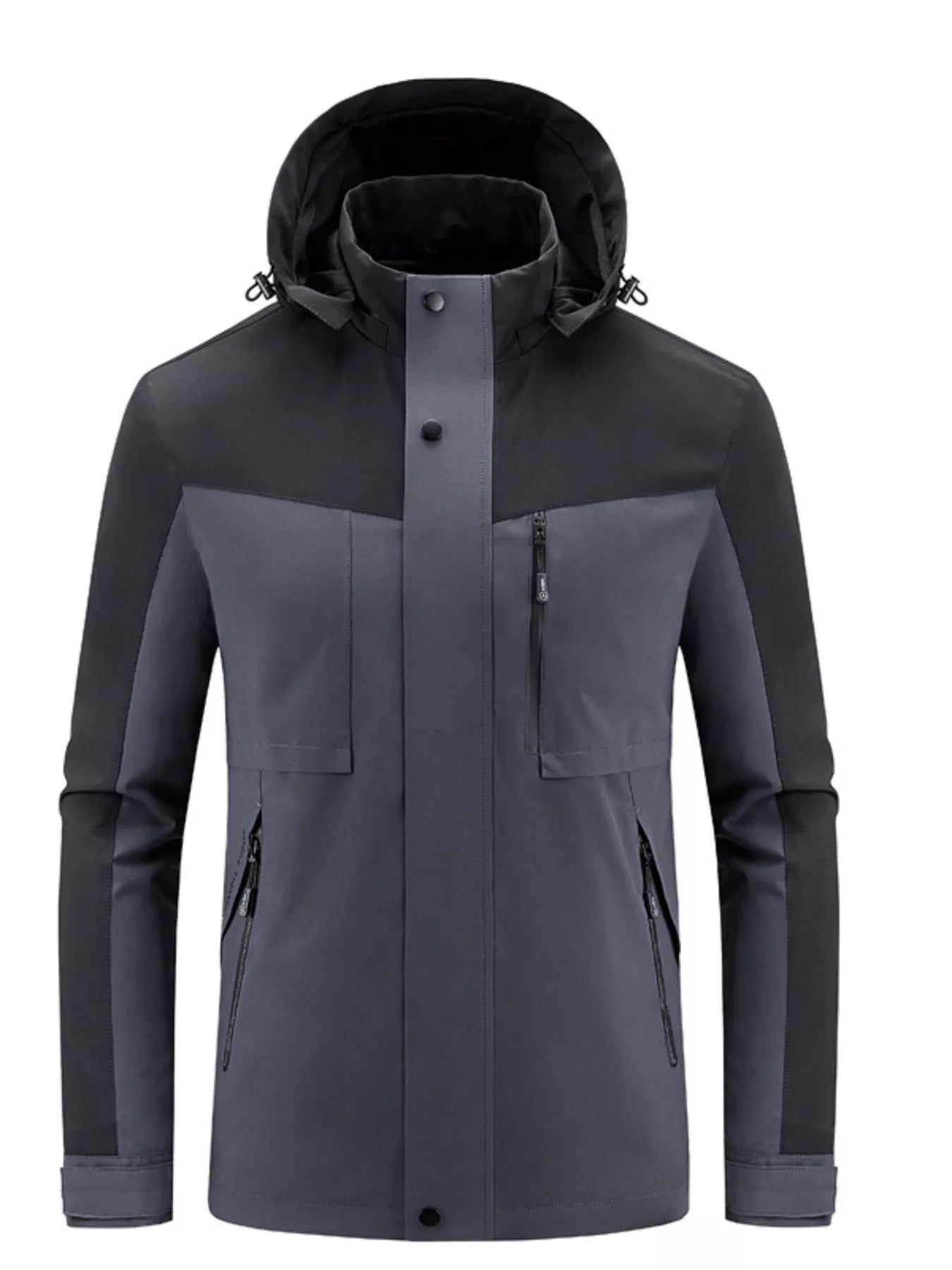 Men's Plus Size Two-Tone Hooded Outdoor Jacket