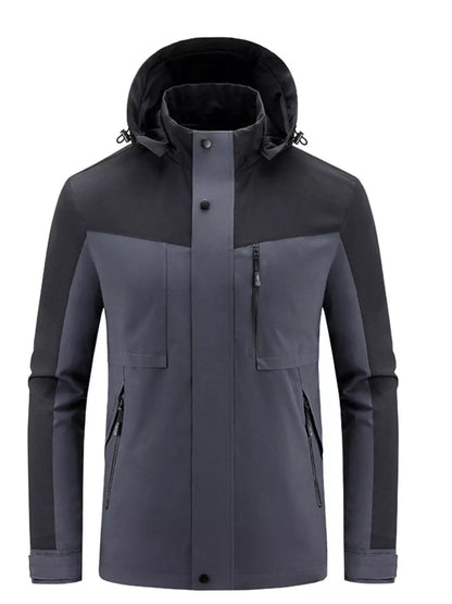 Men's Plus Size Two-Tone Hooded Outdoor Jacket