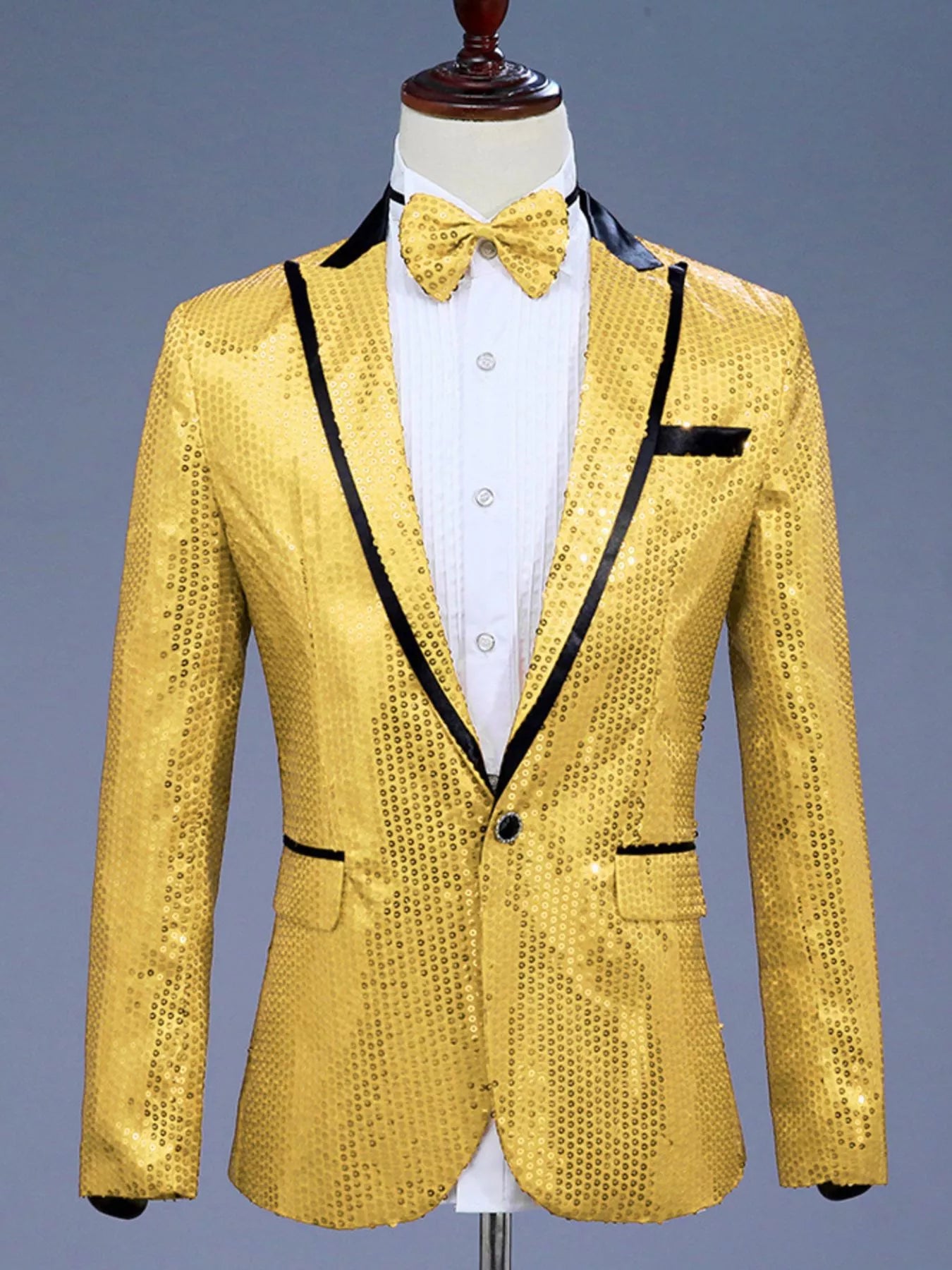 Men's Full Size Sequin One Button Long Sleeve Blazer Plus Size