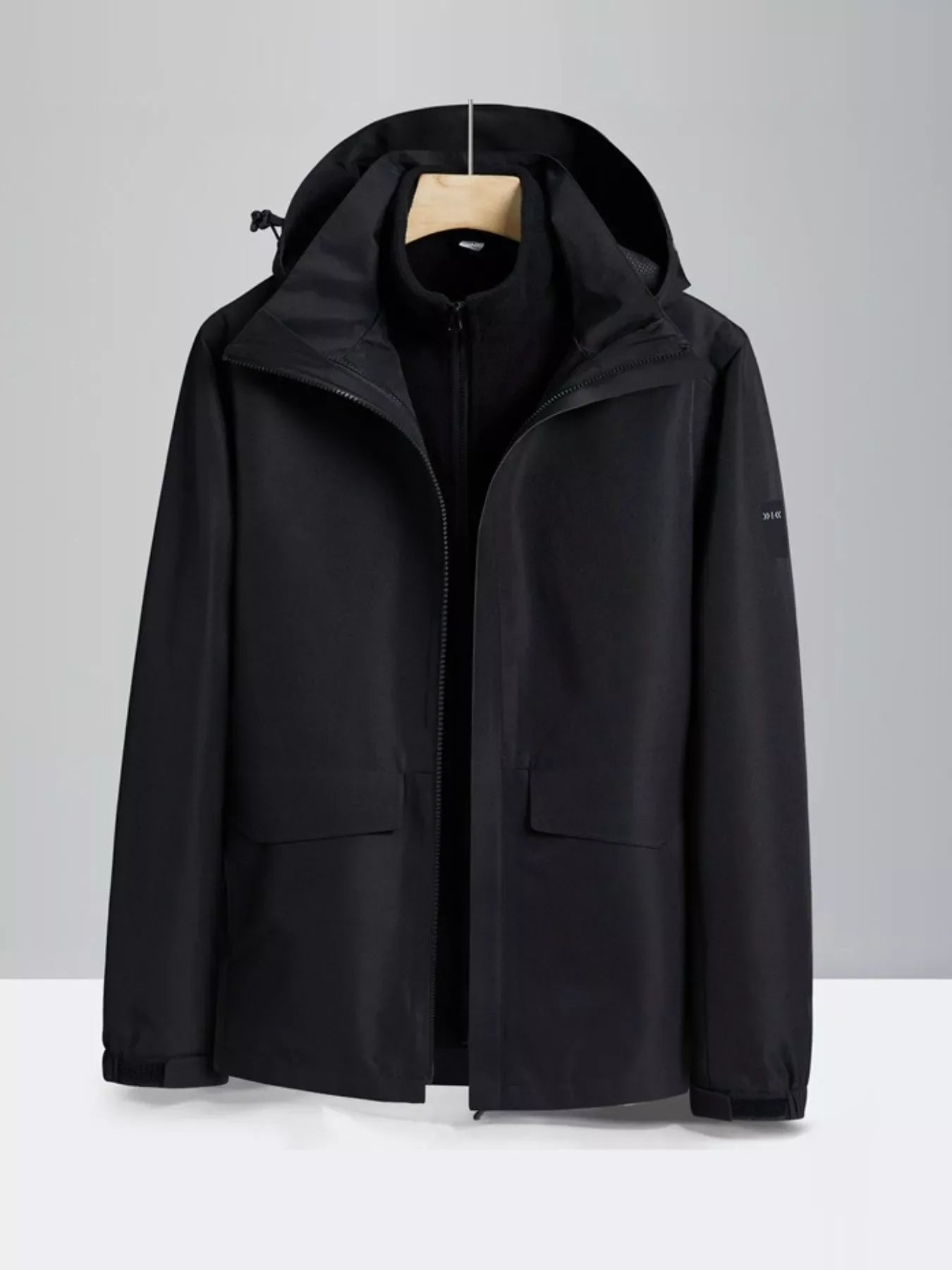 Men's Plus Size Zip Up Waterproof Hooded Jacket