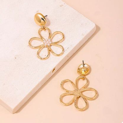 Alloy Flower Drop Earrings