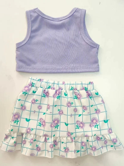Children's Bowknot Tank Top and Skirt Set