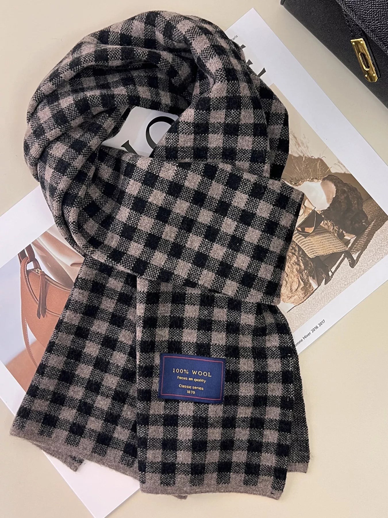 100% Wool Plaid Scarf