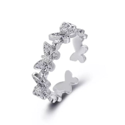 925 Sterling Silver Butterfly Open Ring