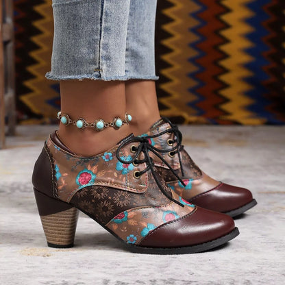 Lace-Up Block Heel Ankle Boots