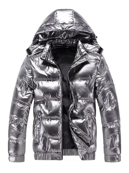 Men's Plus Size Zip Up Hooded Puffer Jacket