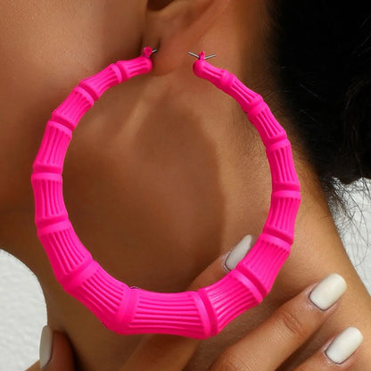 Stainless Steel Textured Hoop Earrings