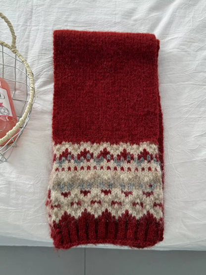 Nordic Pattern Knitted Winter Scarf