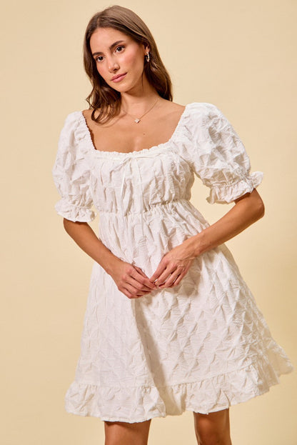 SO ME Texture Woven Ruching On Bust Mini Dress