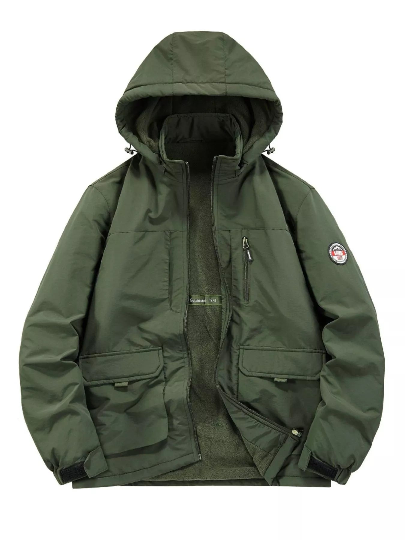 Men's Plus Size Zip Up Hooded Outdoor Jacket