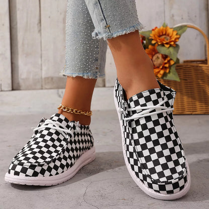 Checkerboard Pattern Casual Sneakers
