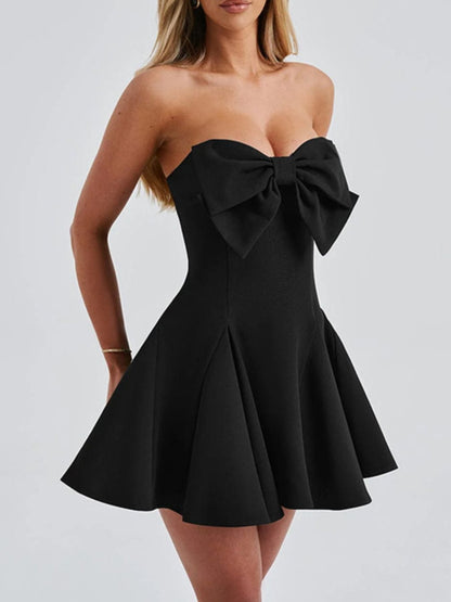 Bowknot Strapless A-Line Mini Dress