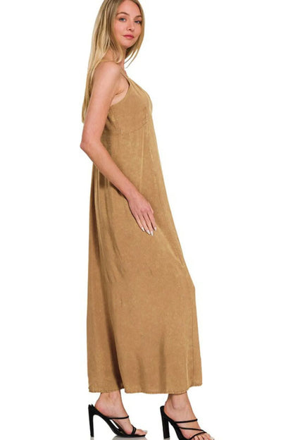 Zenana Mineral Washed Rayon Challis Cami Dress