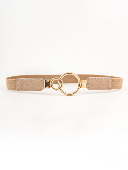 Double Ring Buckle Elastic PU Belt